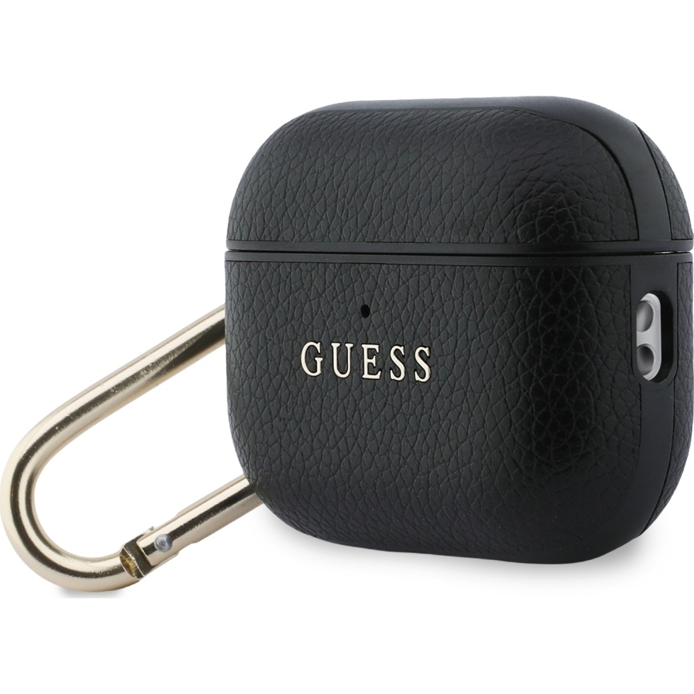 Oryginalne ekskluzywne etui od marki Guess z kolekcji Grained PU Classic Logo dla Apple AirPods Pro 3, czarne